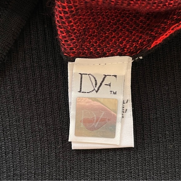 Diane von Furstenberg New Ibiza Jacquard Merino Cardigan Sweater Red Black - Picture 5 of 7